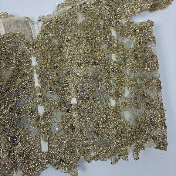 Sherri Hill Gold Formal Wear Top Sz 00 XS Beaded Pageant Prom - Picture 4 of 12